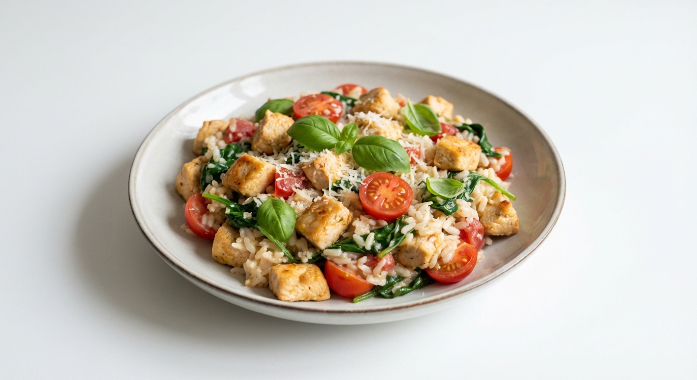 Risotto z Kurczakiem, Szpinakiem i Bazylią