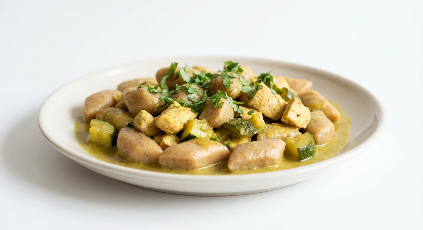 Kopytka z Kurczakiem, Cukinią i Curry