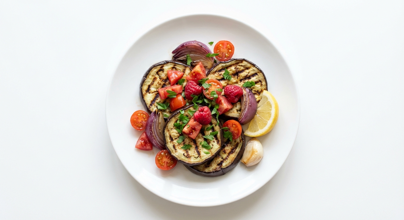 Grillowany Bakłażan z Pomidorami i Cytryną