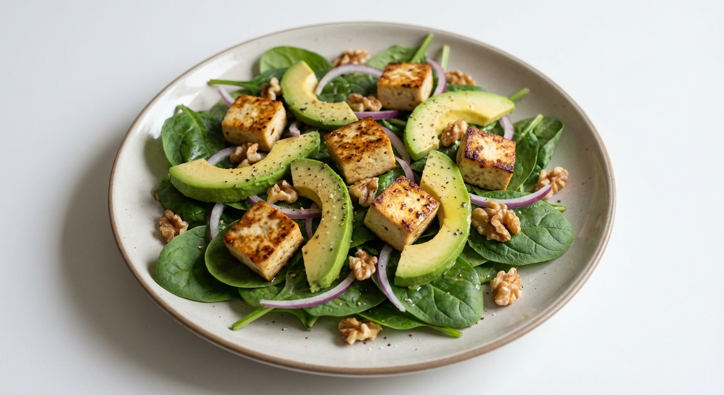 Sałatka ze Szpinakiem, Tofu i Awokado