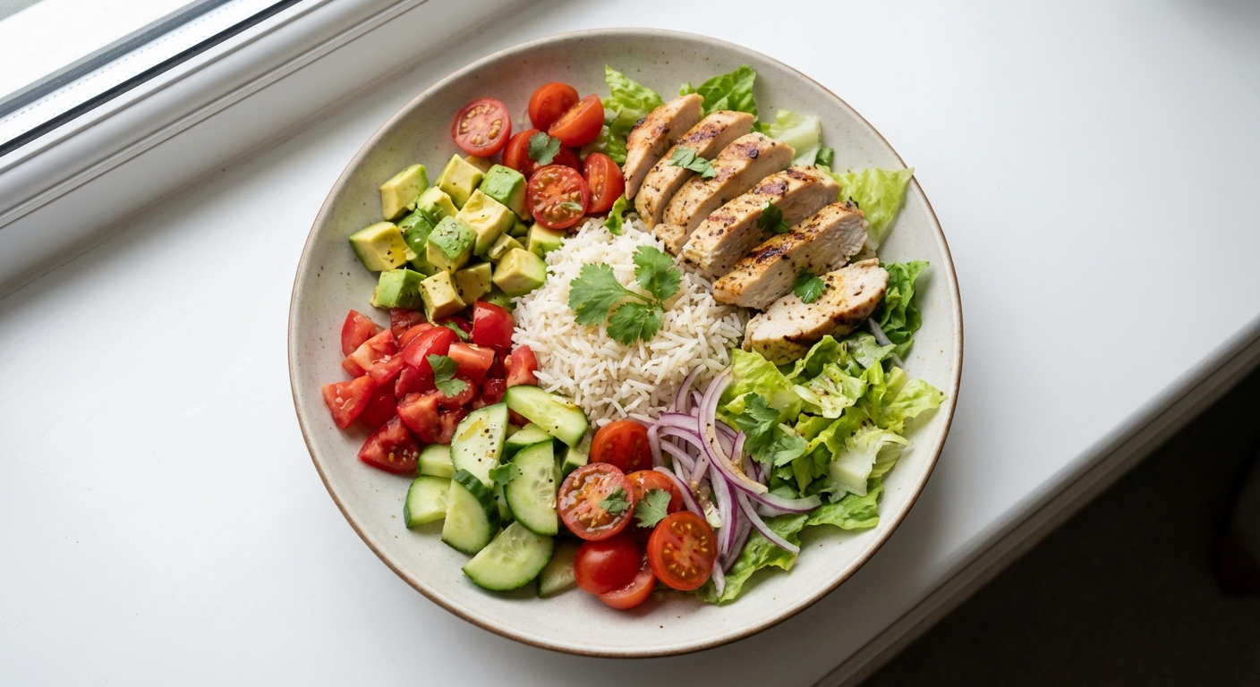 Sałatka z Kurczakiem, Awokado i Ryżem