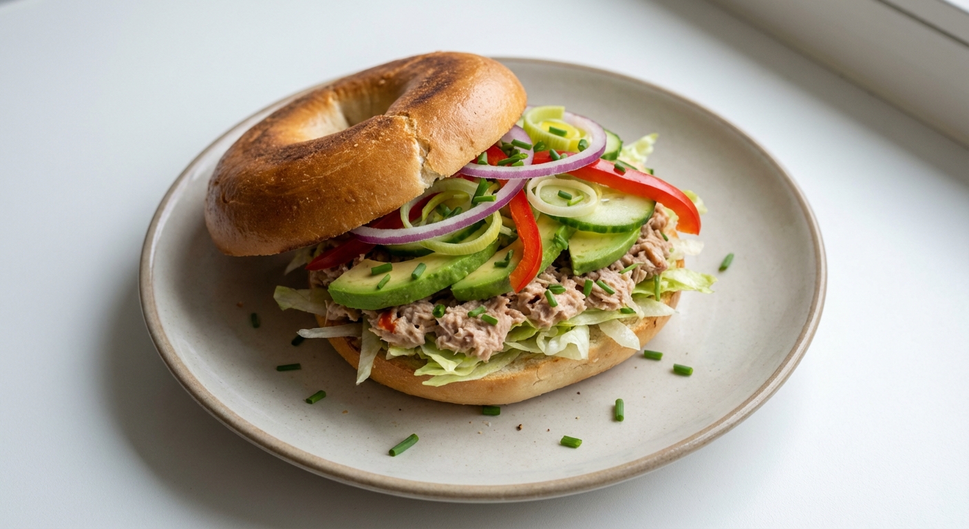 Bajgiel z Tuńczykiem, Awokado i Srirachą