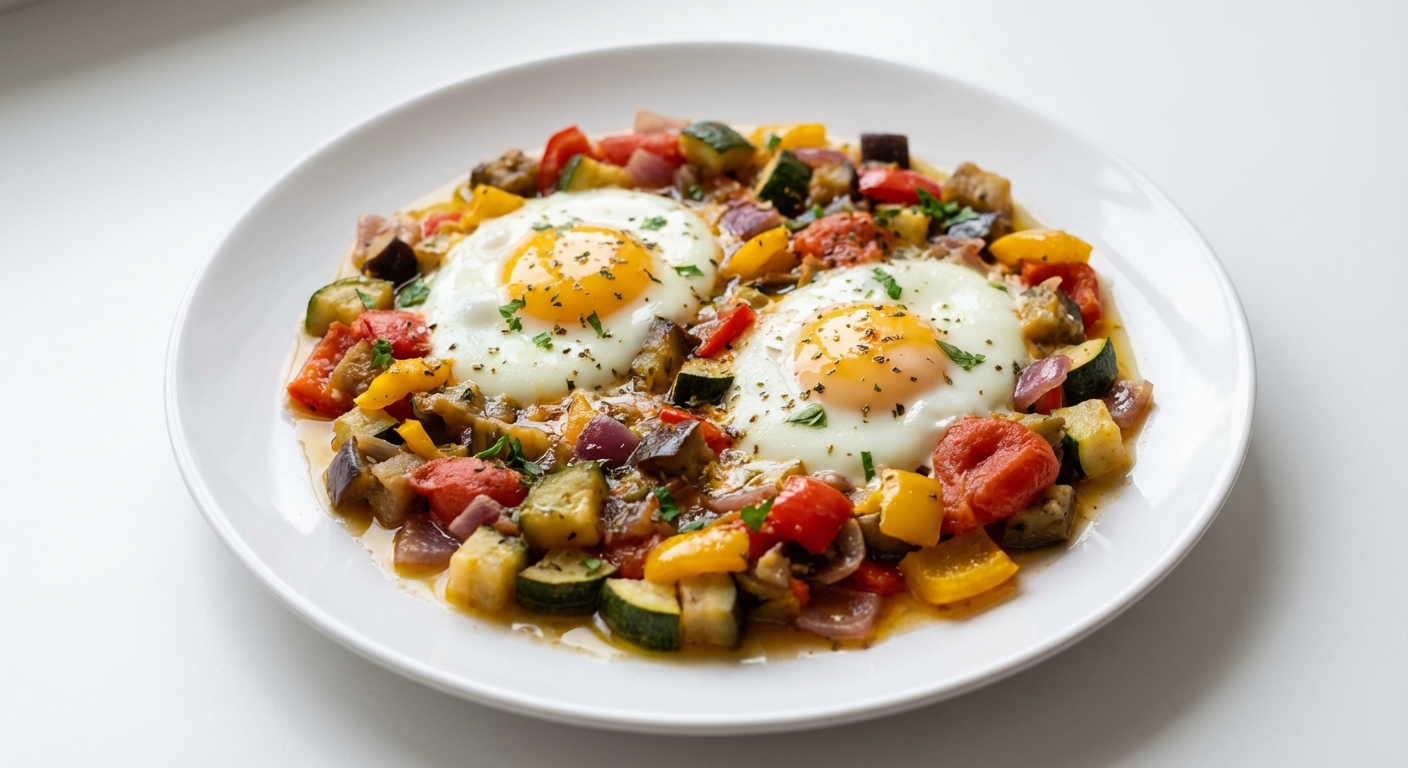 Jajka sadzone z warzywami ratatouille