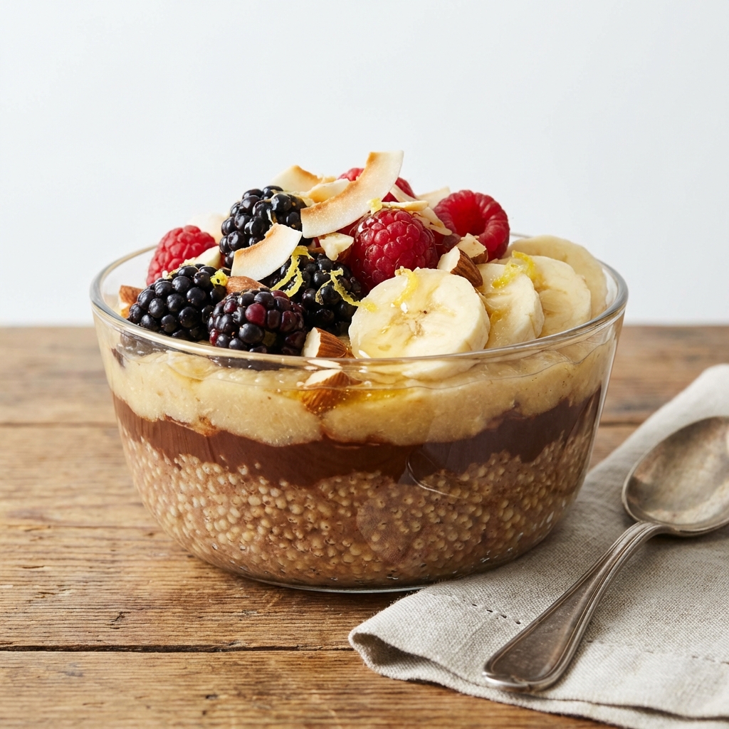 Jaglany Deser Czekoladowo-Bananowy z Jeżynami