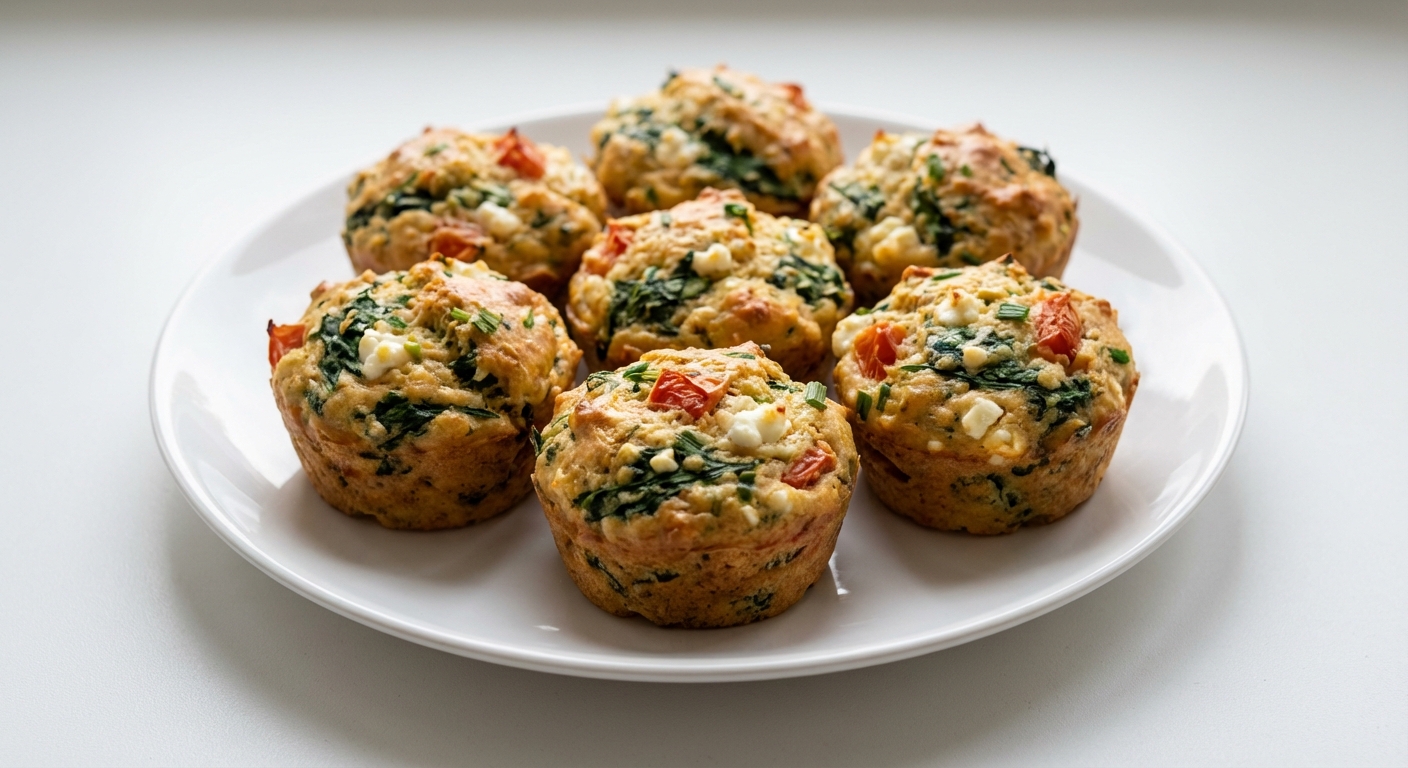Wytrawne Muffiny ze Szpinakiem i Twarogiem