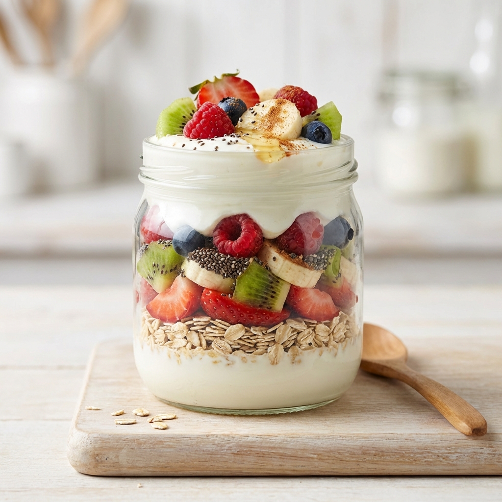Słoik Pełen Jogurtu, Owoców i Granoli