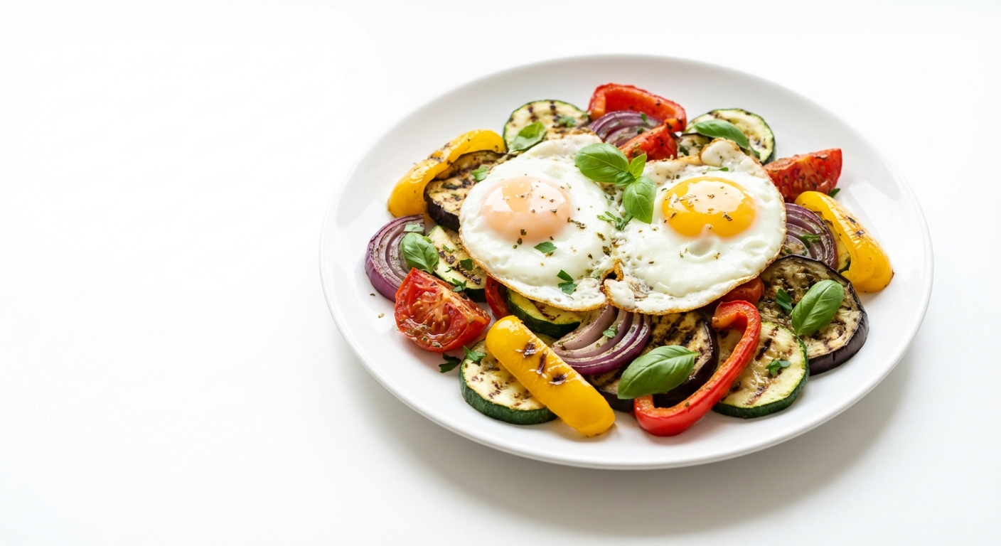 Jajka Sadzone na Grillowanych Warzywach
