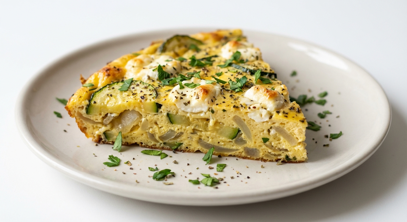 Frittata z cukinią, serem kozim i ziołami