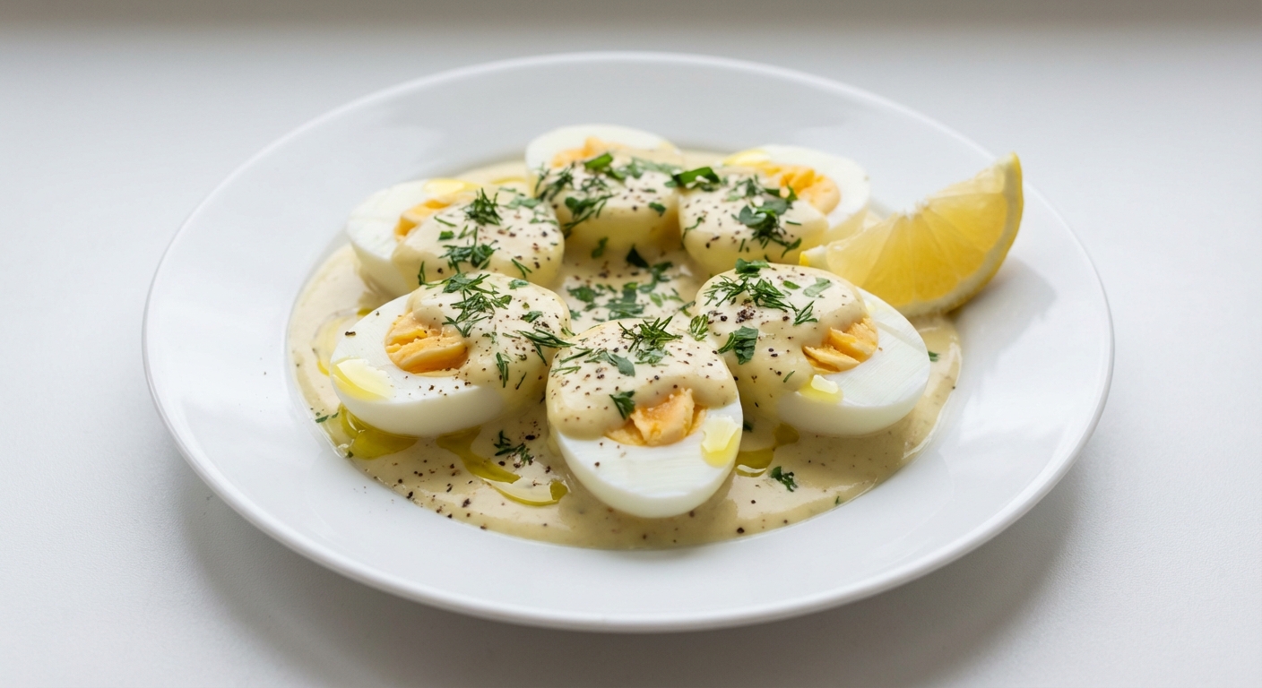Jajka w kremowym sosie musztardowym