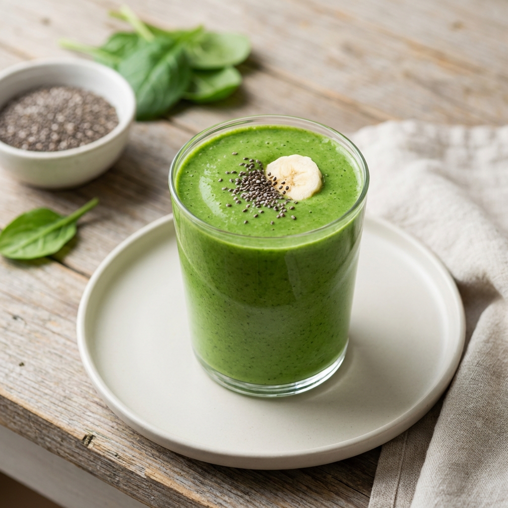 Zielony koktajl z tofu, bananem i chia