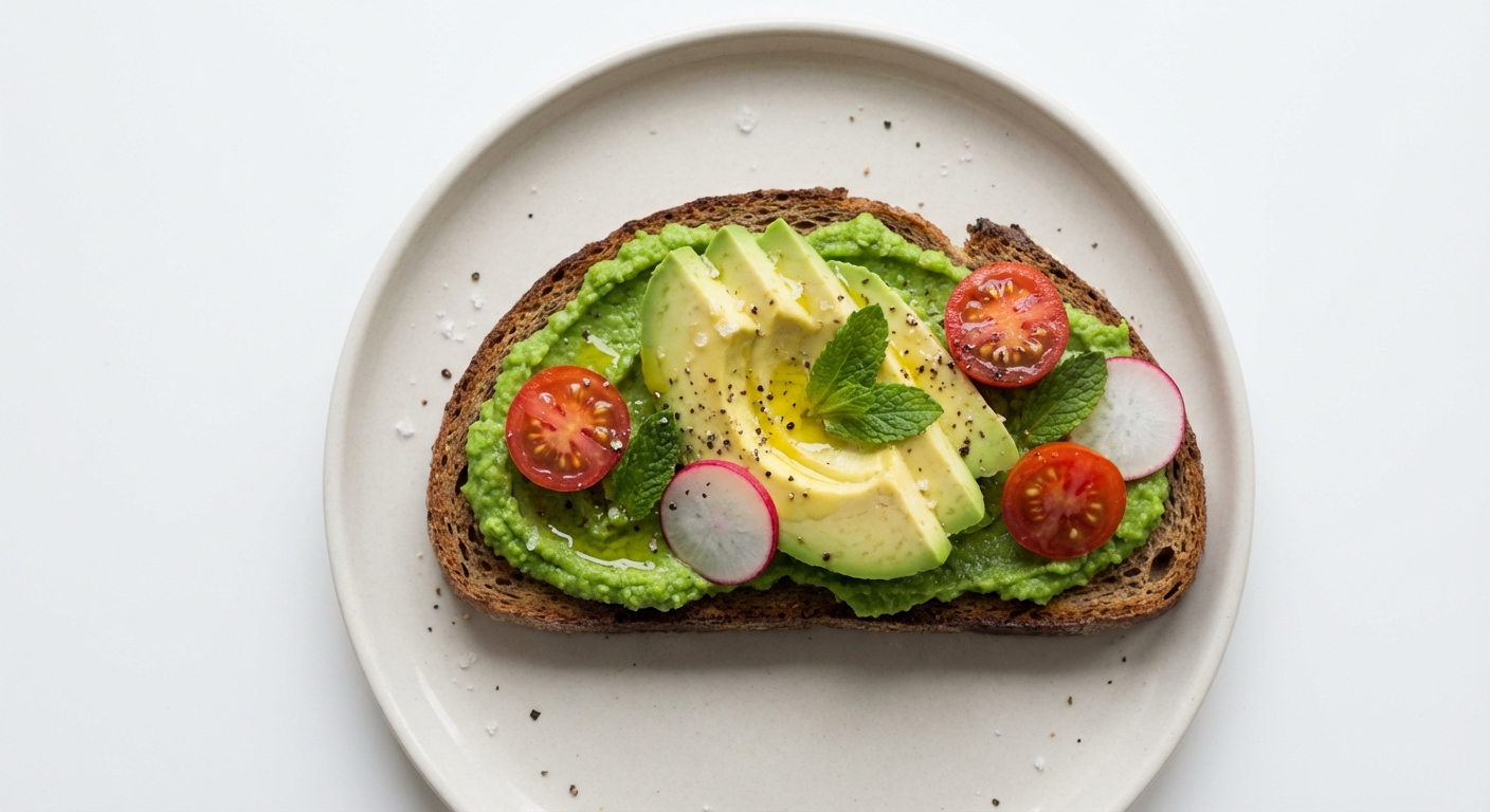 Żytni Tost z Groszkiem, Miętą i Awokado