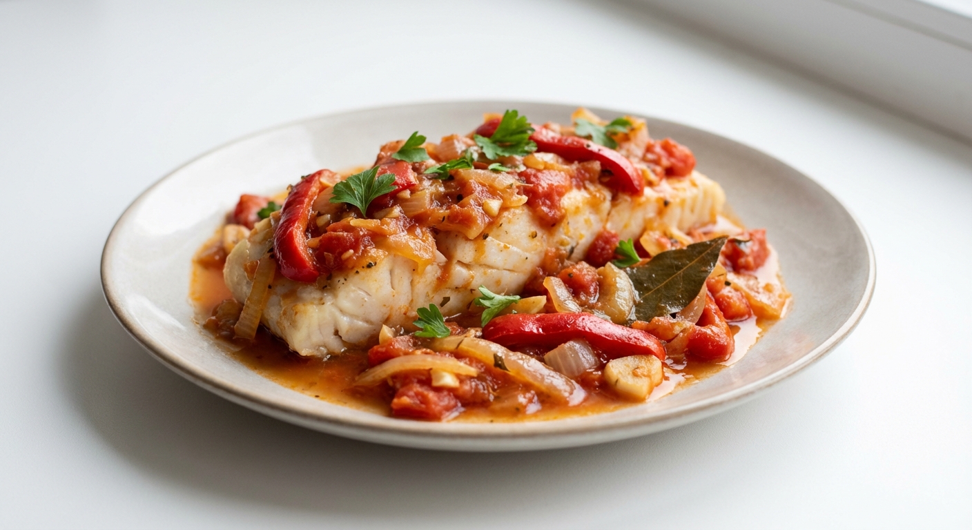 Dorsz w Sosie Pomidorowo-Paprykowym