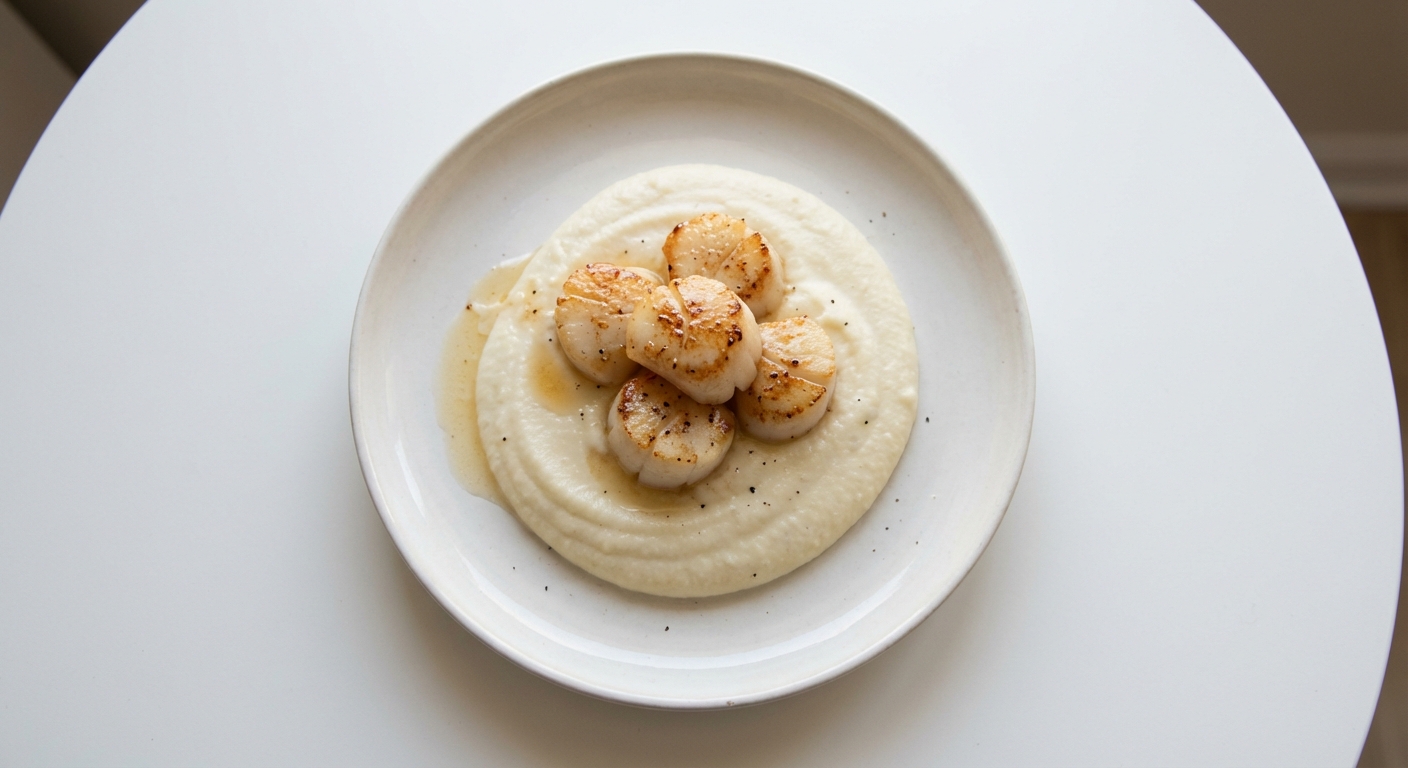 Małże św. Jakuba z Puree z Kalafiora