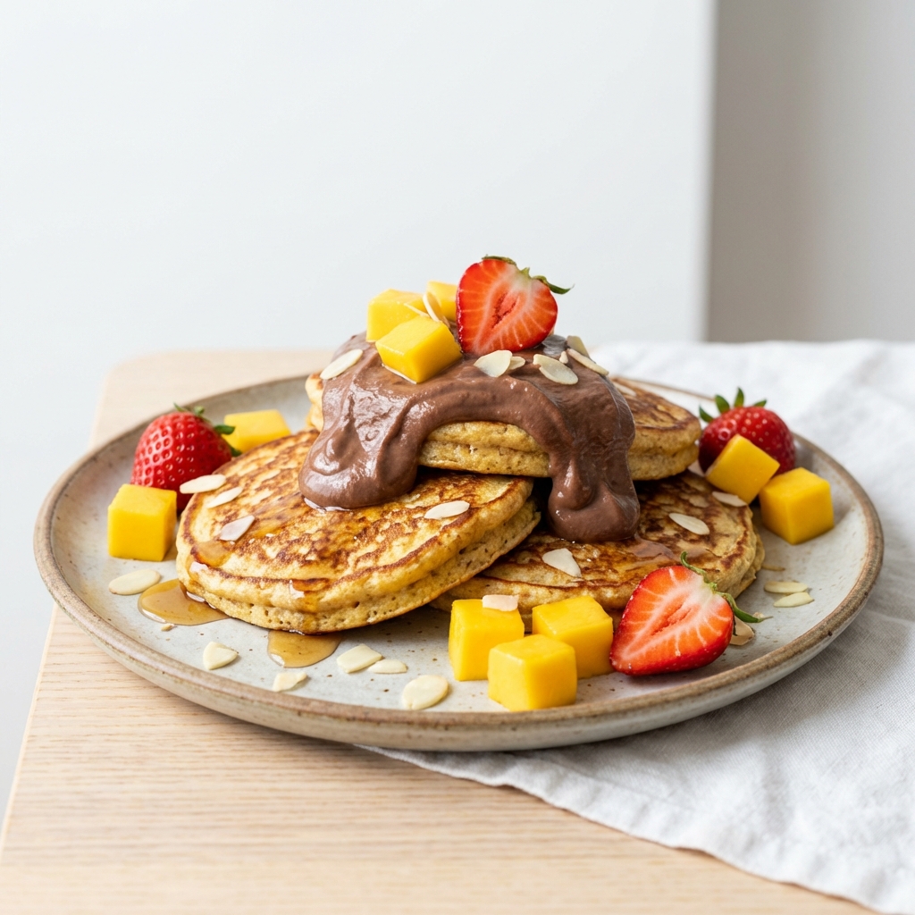 Migdałowe Pancakes z Puddingiem i Owocami