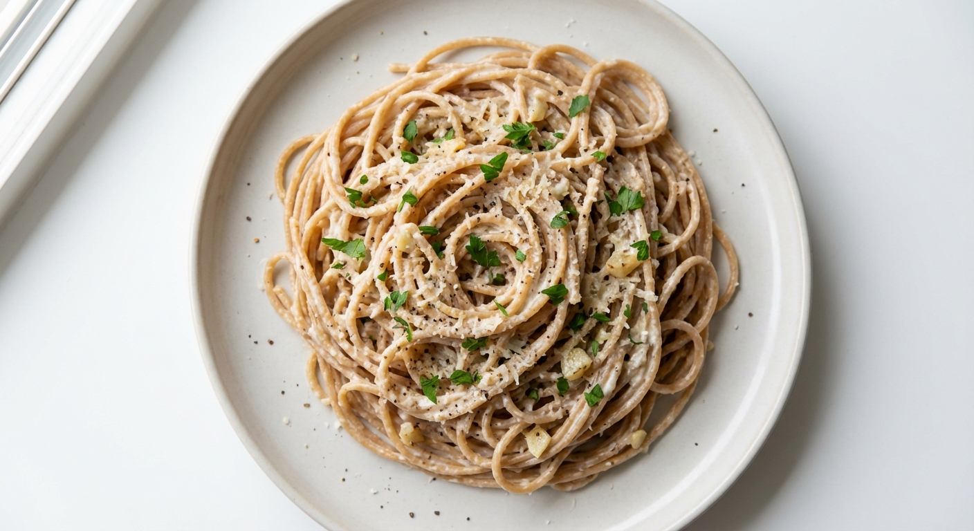 Razowe Spaghetti w Sosie Jogurtowo-Parmezanowym