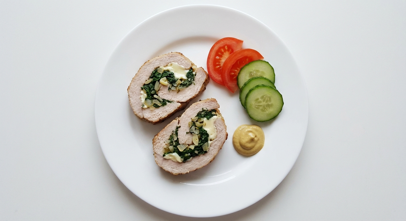 Rolada schabowa z twarogiem i szpinakiem