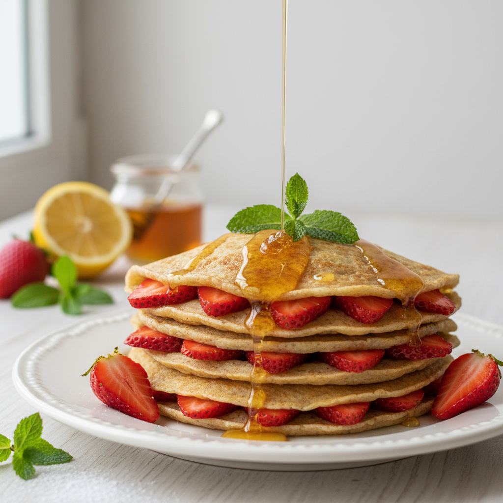 Naleśniki z Truskawkami, Miodem i Miętą