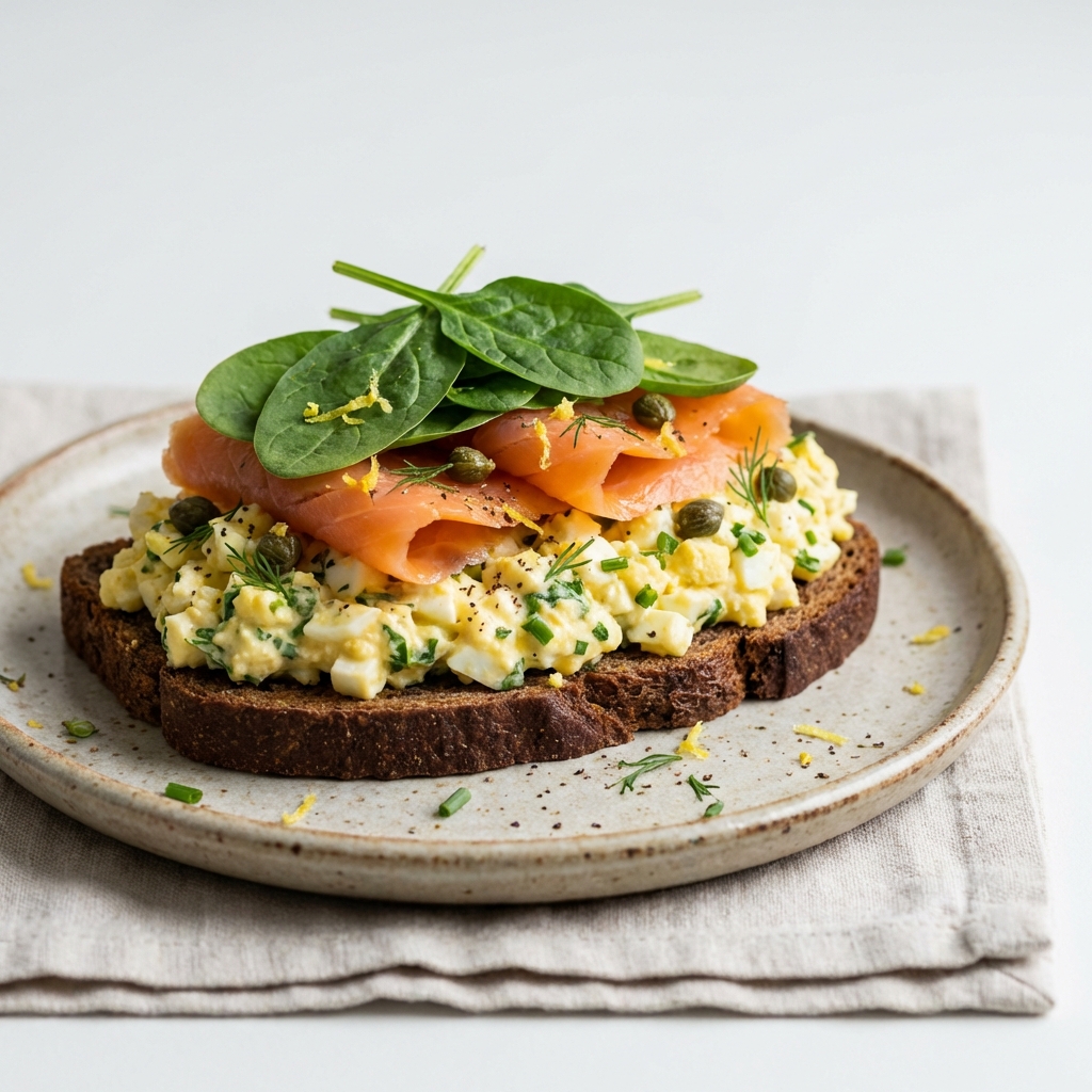 Razowa Kanapka z Łososiem i Jajkiem