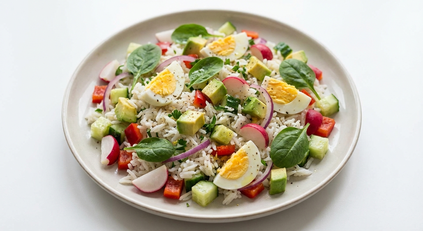 Sałatka z Ryżu Basmati, Jajka i Awokado