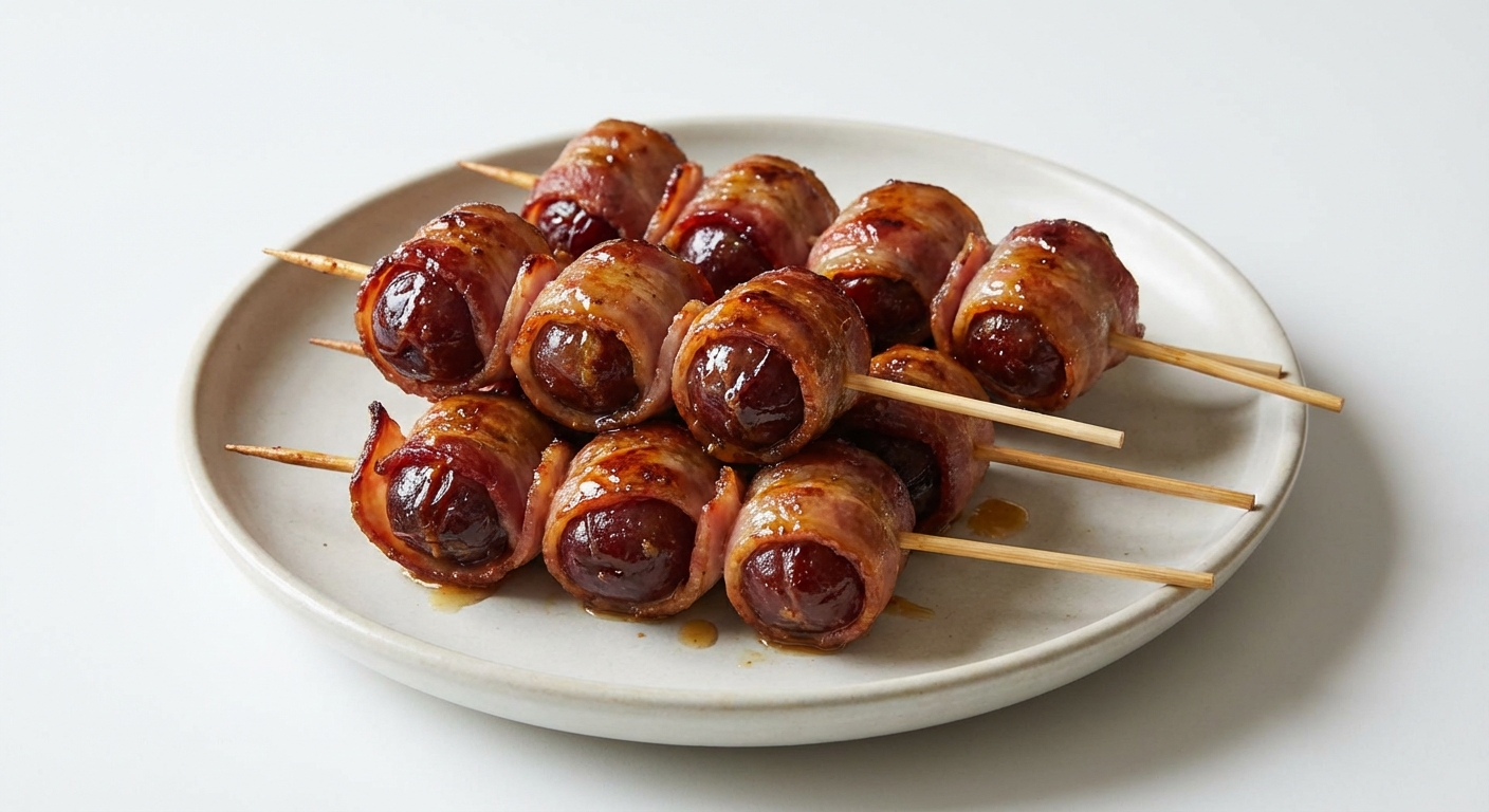 Szaszłyki z boczku i śliwek w miodzie