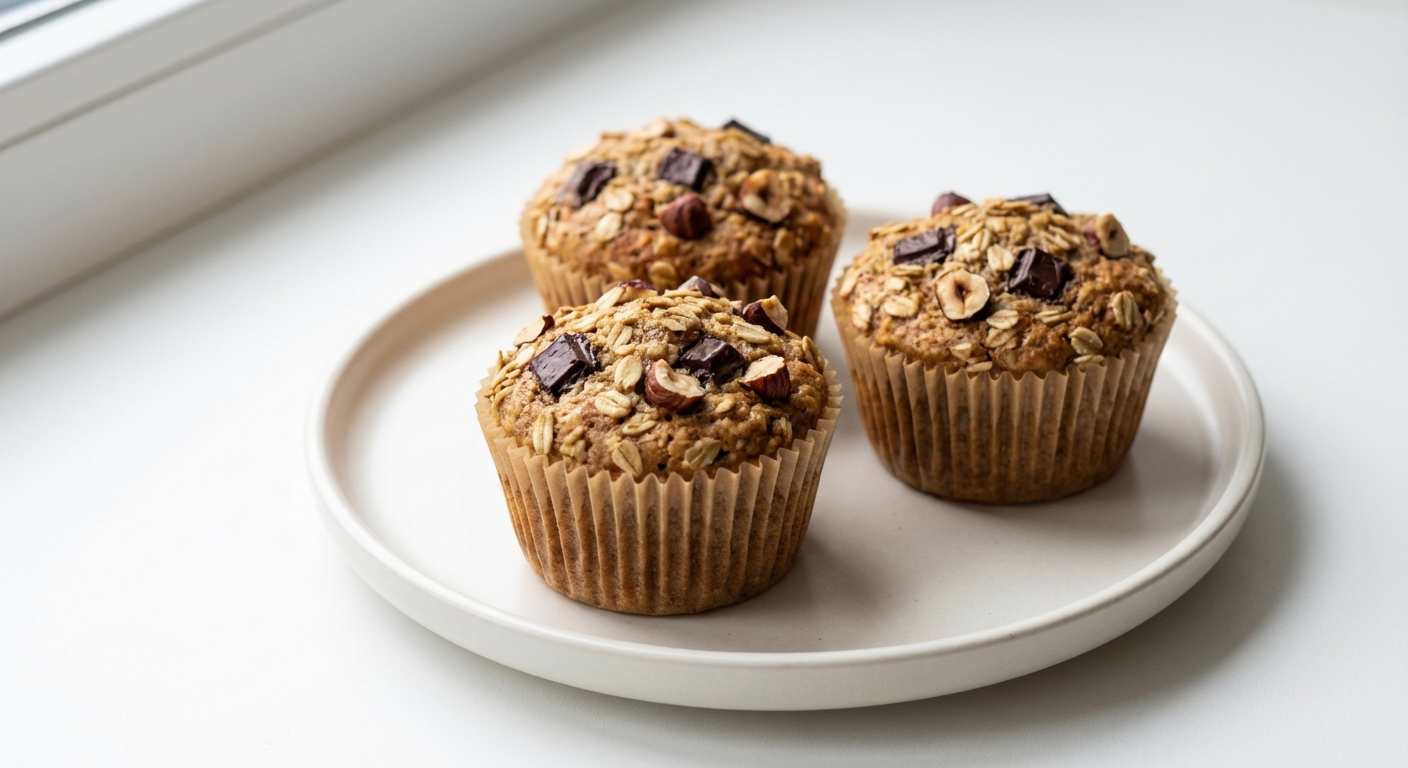 Owsiane Muffinki z Bananem i Czekoladą