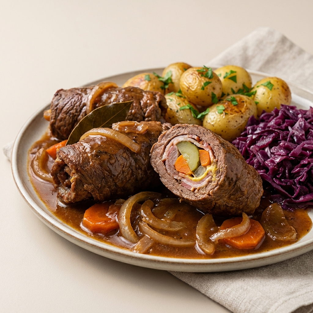 Zrazy Wołowe z Boczkiem i Ogórkiem