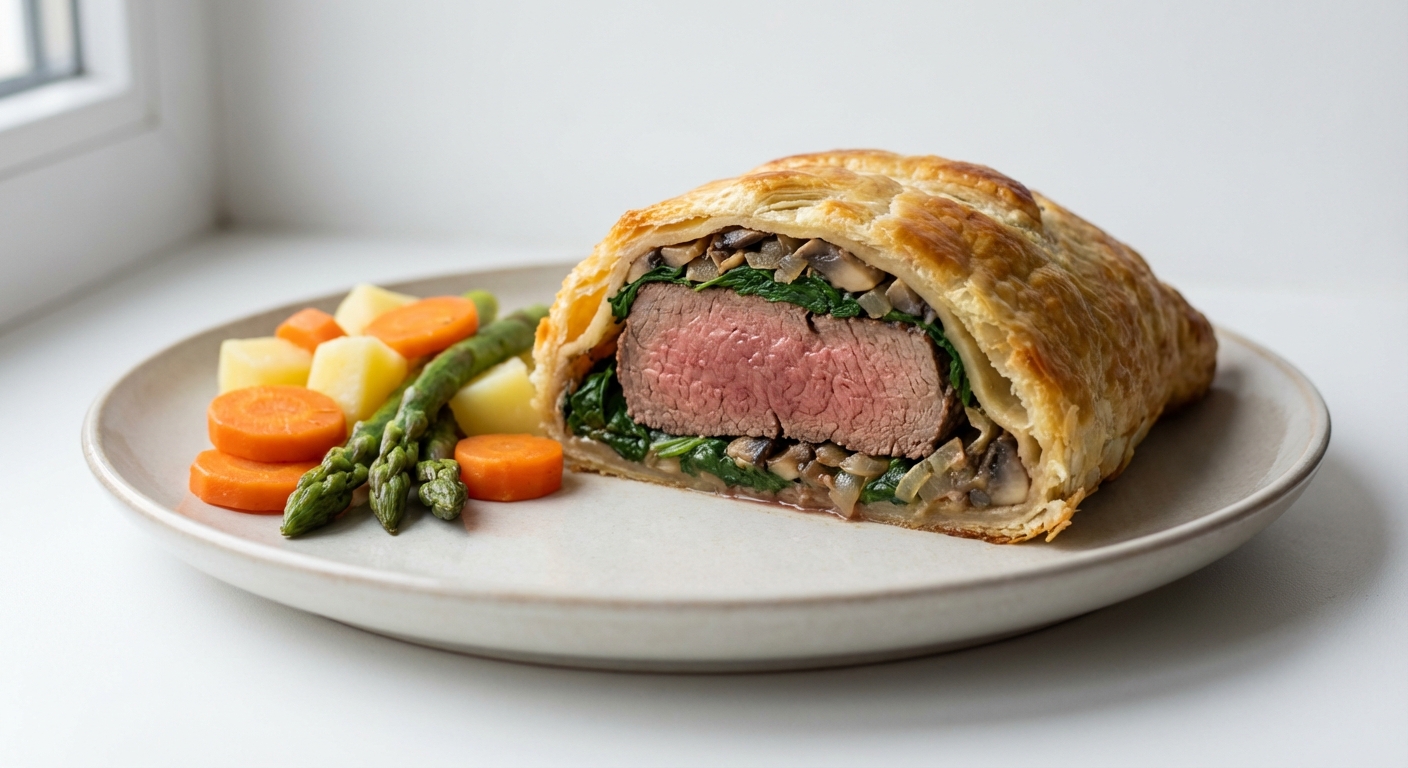 Polędwica w Cieście Francuskim ze Szpinakiem