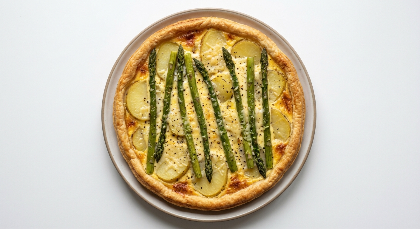 Tarta francuska z ziemniakami i szparagami