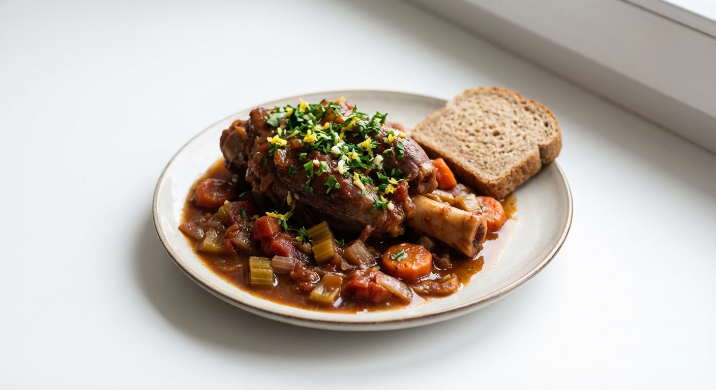 Duszona Gicz Cielęca z Gremolatą Cytrynową