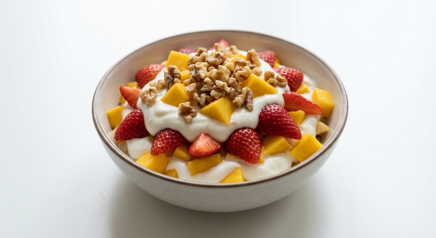 Skyr z Mango, Truskawkami i Orzechami