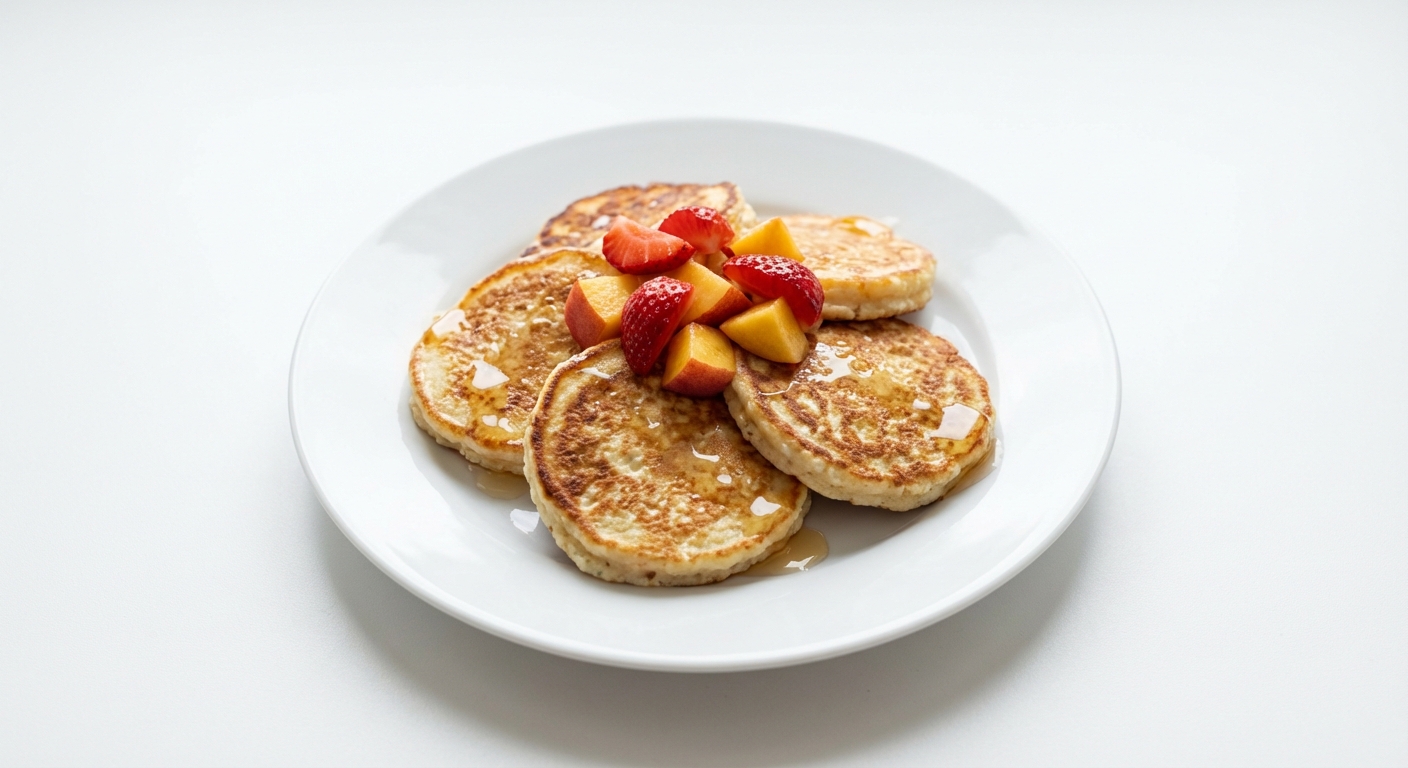 Twarogowe placuszki z miodem i owocami