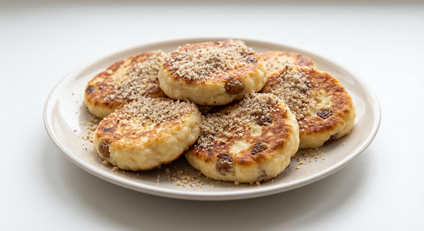 Twarogowe placuszki z orzechami i rodzynkami