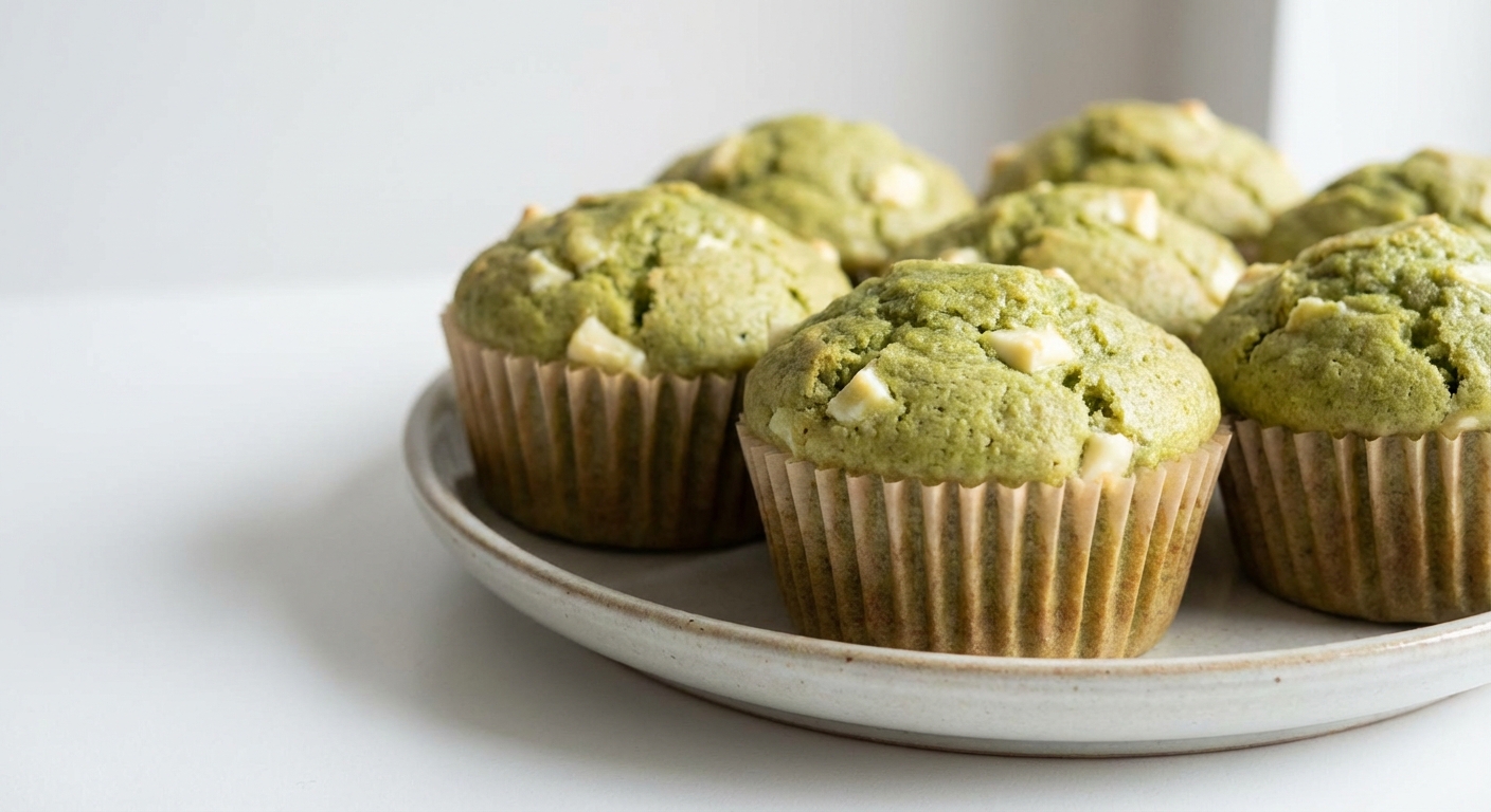 Matcha, Miód i Biała Czekolada Muffinki