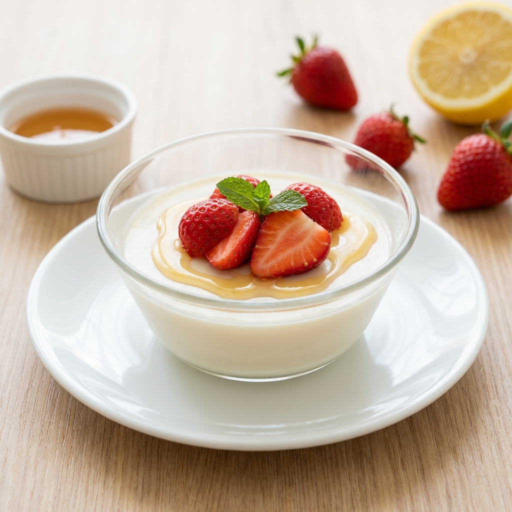 Kokosowa Panna Cotta z Truskawkami i Miodem