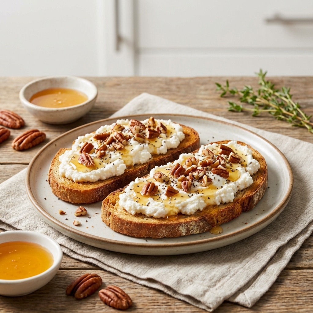 Tosty z Ricottą, Pekanami, Miodem i Chia
