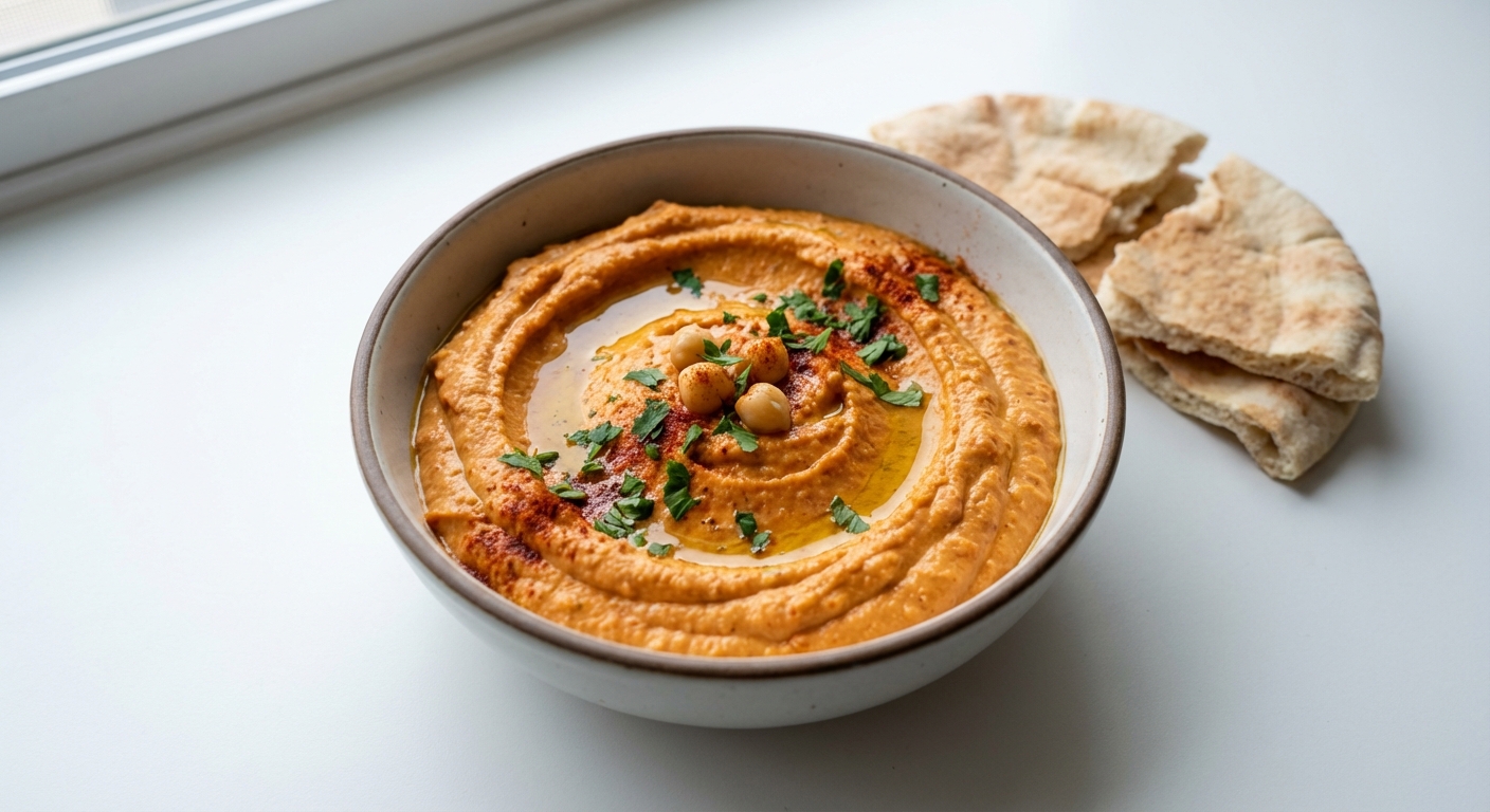 Hummus z Pieczonej Papryki i Czosnku