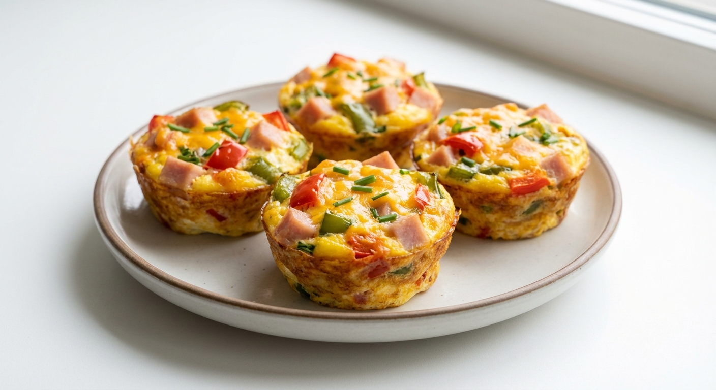 Jajeczne muffiny z szynką i papryką