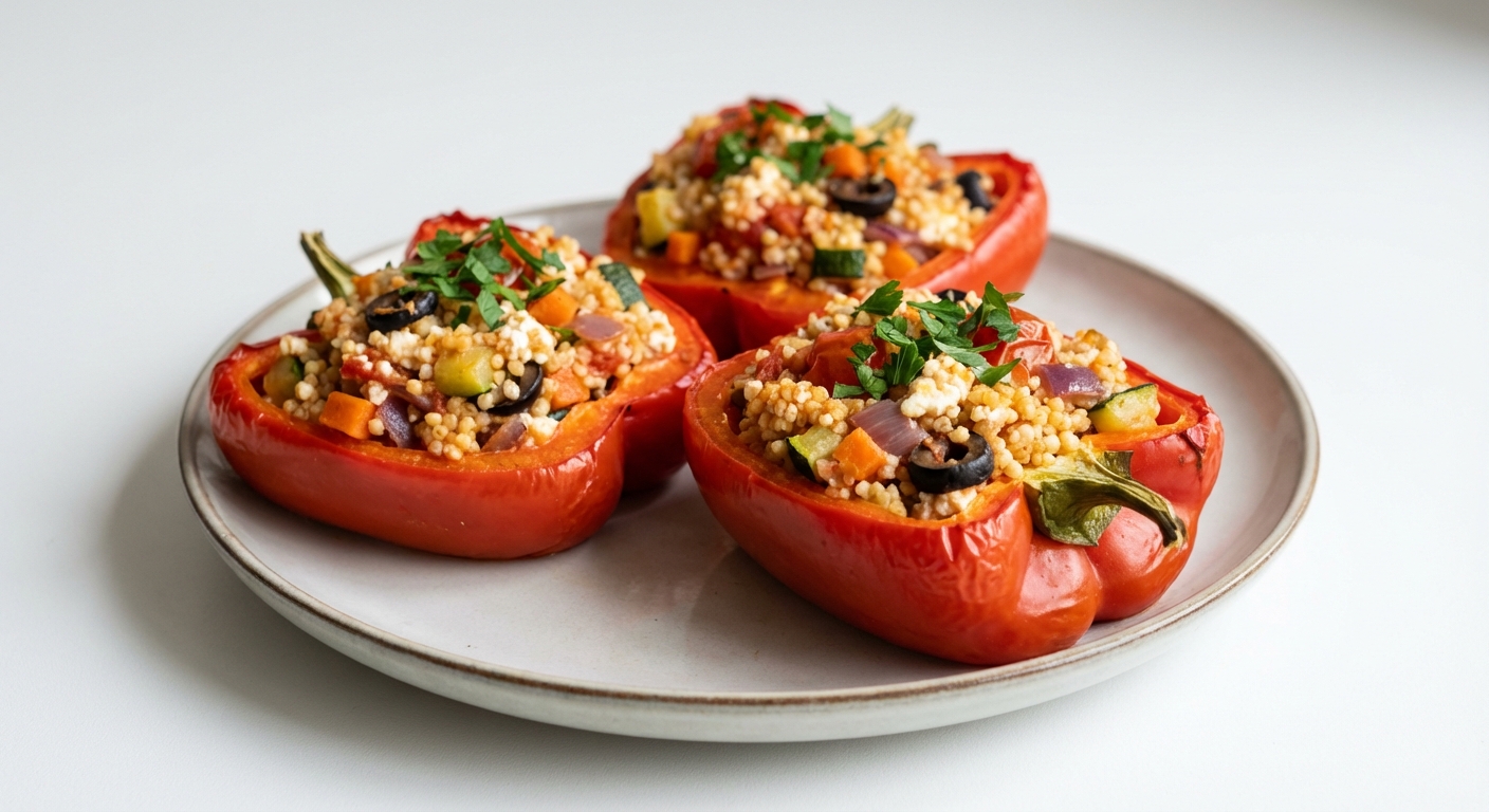 Papryki Faszerowane Kaszą Jaglaną i Twarogiem