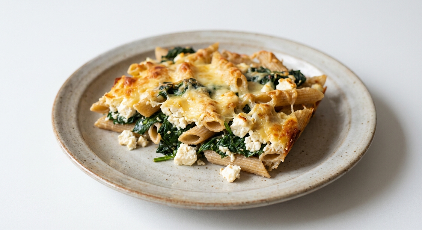 Zapiekanka Penne z Twarogiem i Szpinakiem