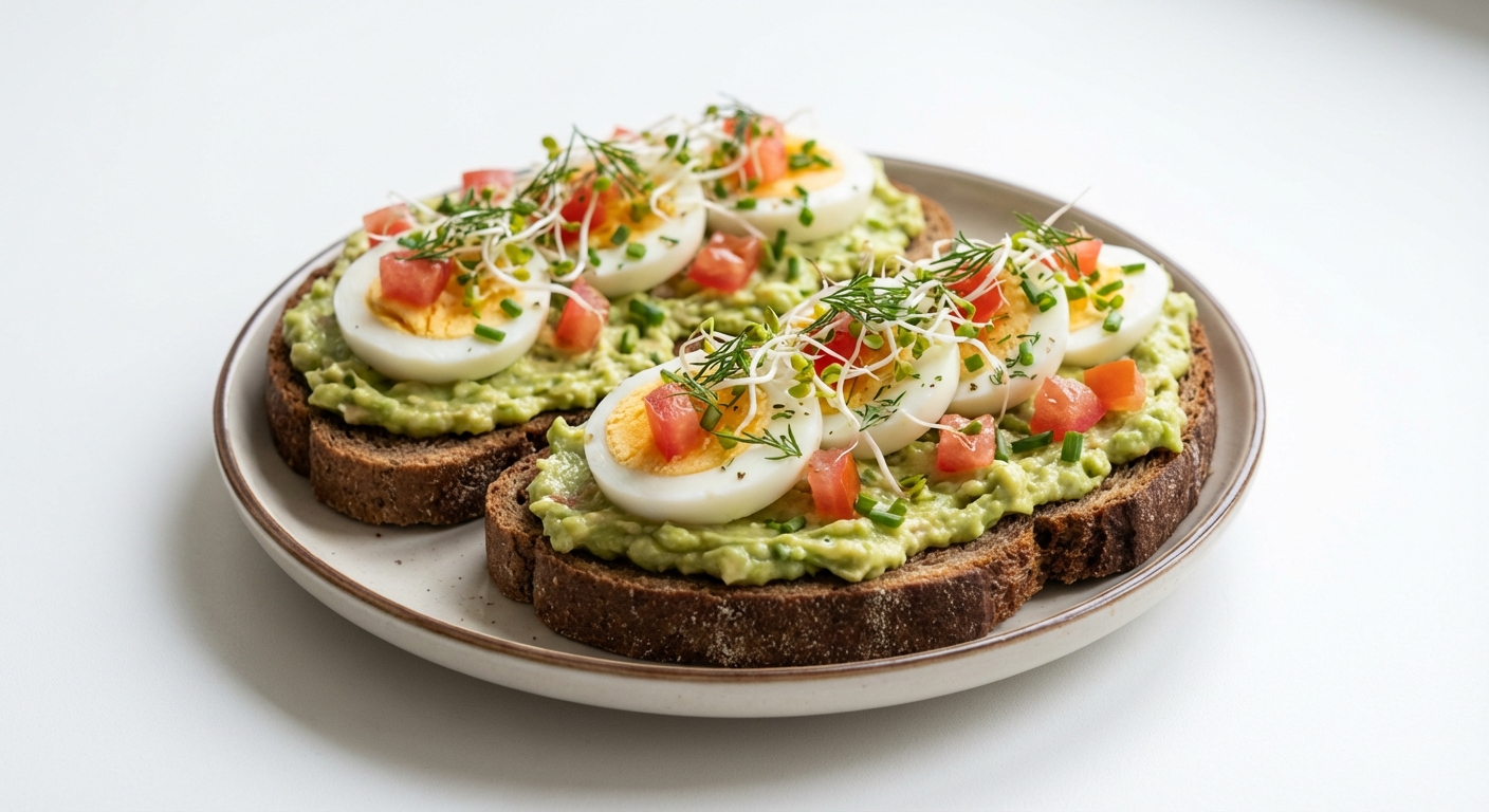 Żytnie kanapki z awokado i jajkiem