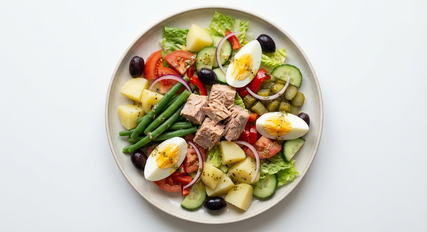 Sałatka z Tuńczykiem, Ziemniakami i Oliwkami