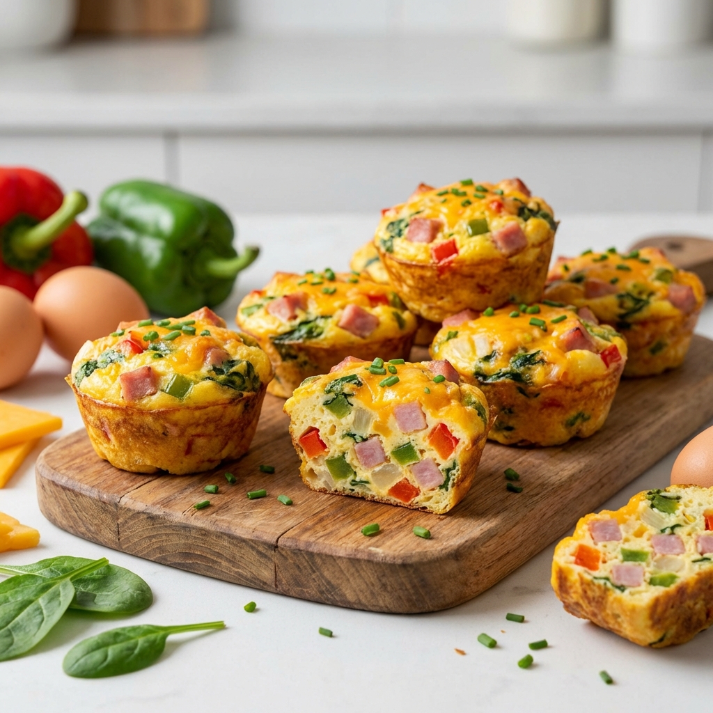 Jajeczne muffiny z szynką i warzywami