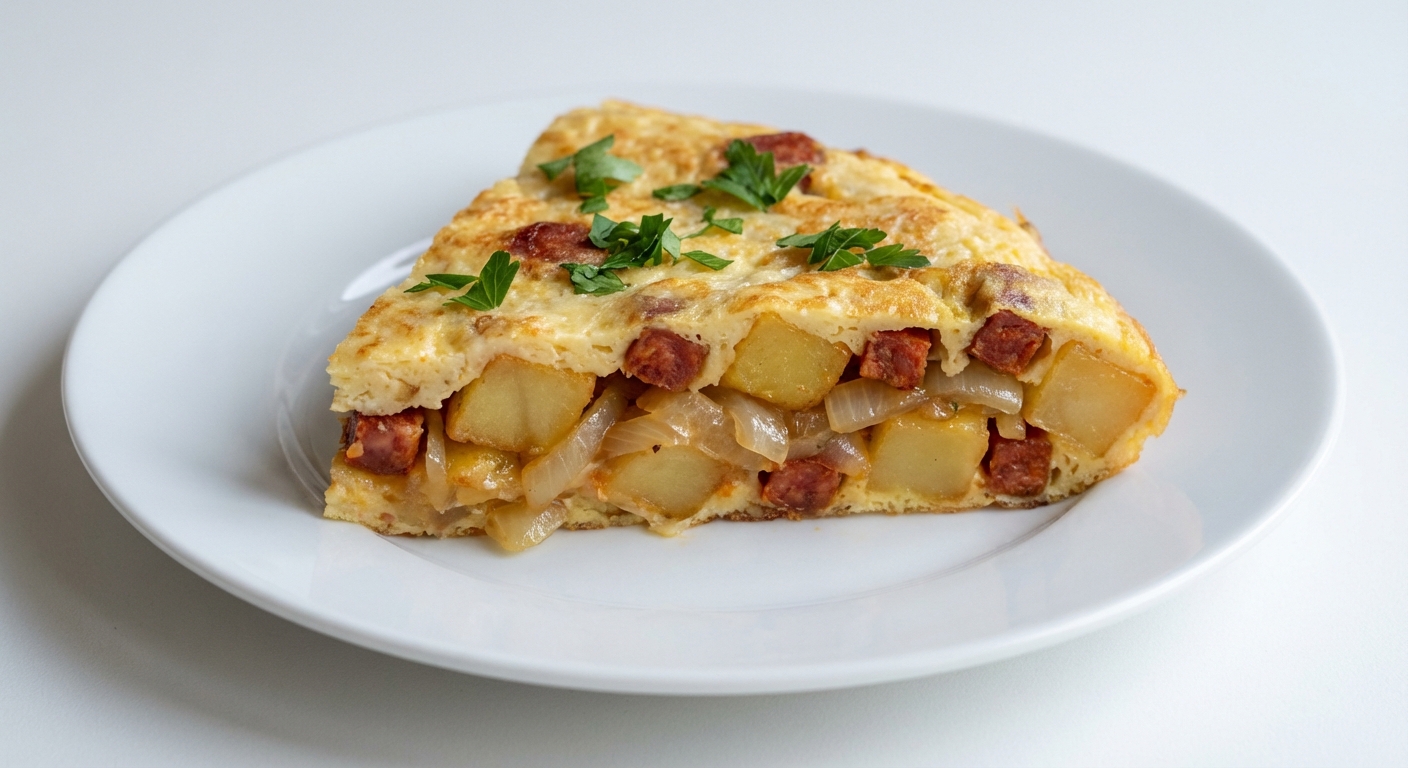 Tortilla z chorizo, ziemniaków i cebuli