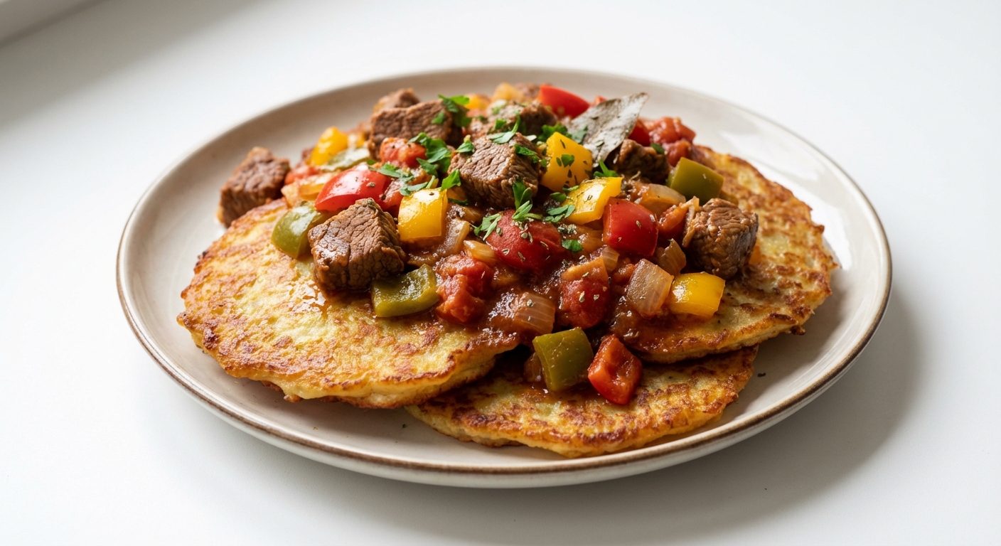 Placki Ziemniaczane z Wołowiną i Papryką