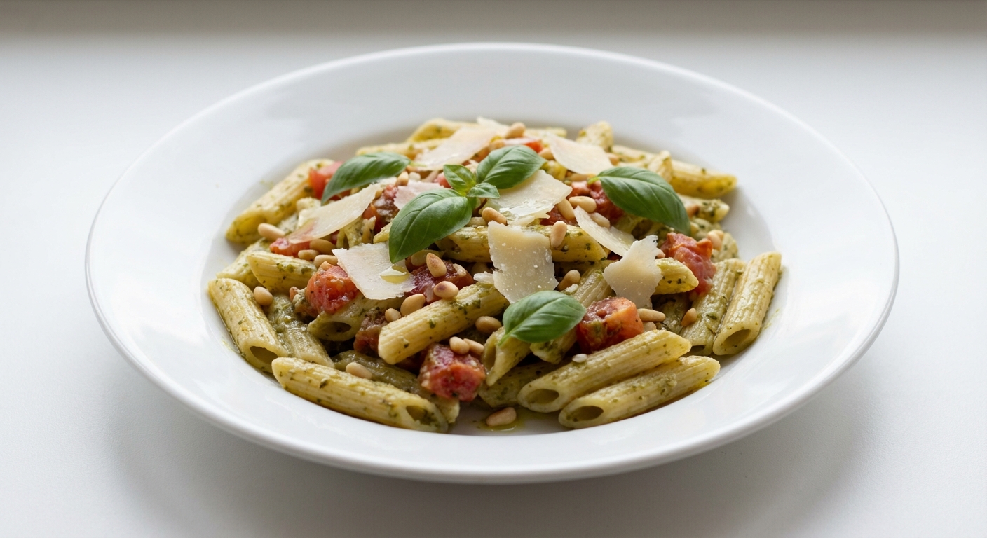 Penne z Pesto, Pomidorami i Parmezanem