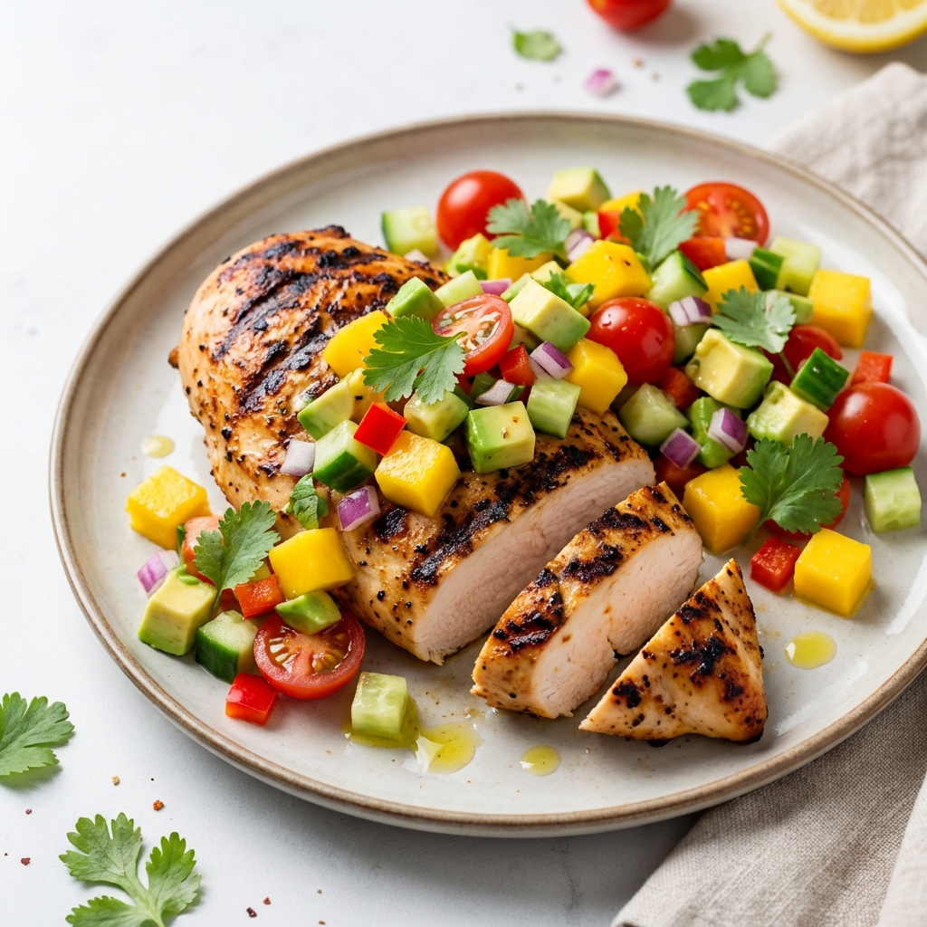 Grillowany Kurczak z Mango i Awokado