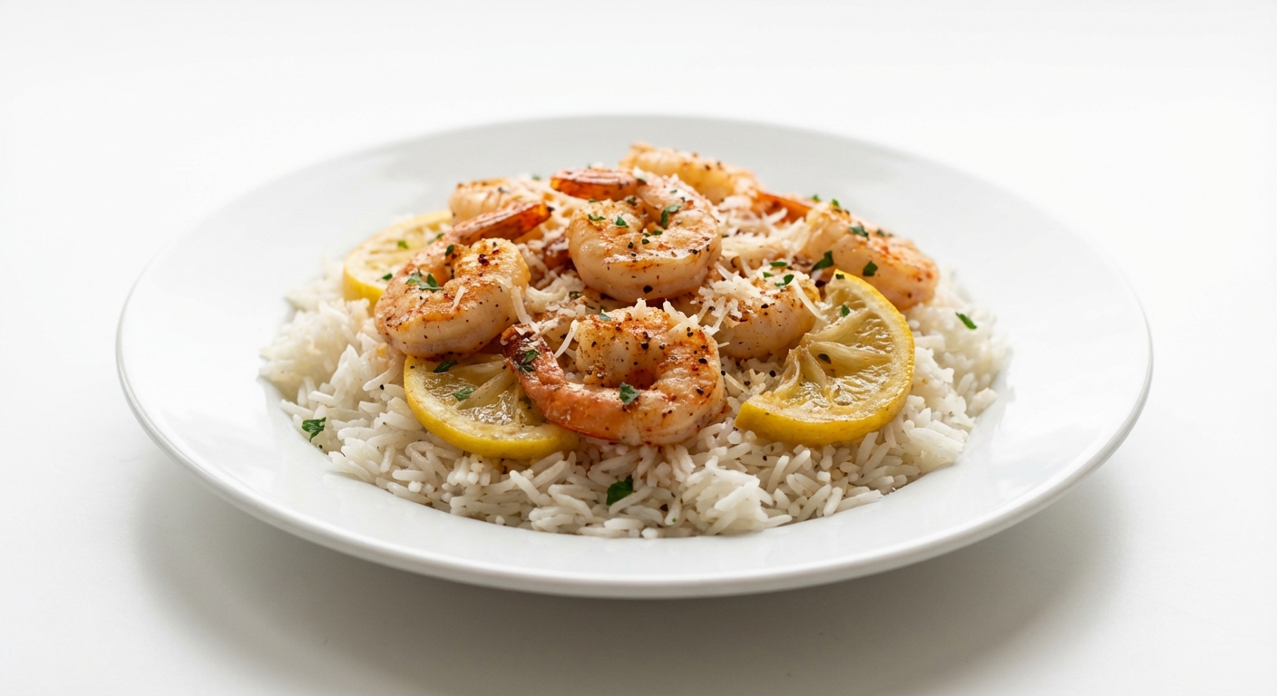 Krewetki z cytryną i ryżem basmati