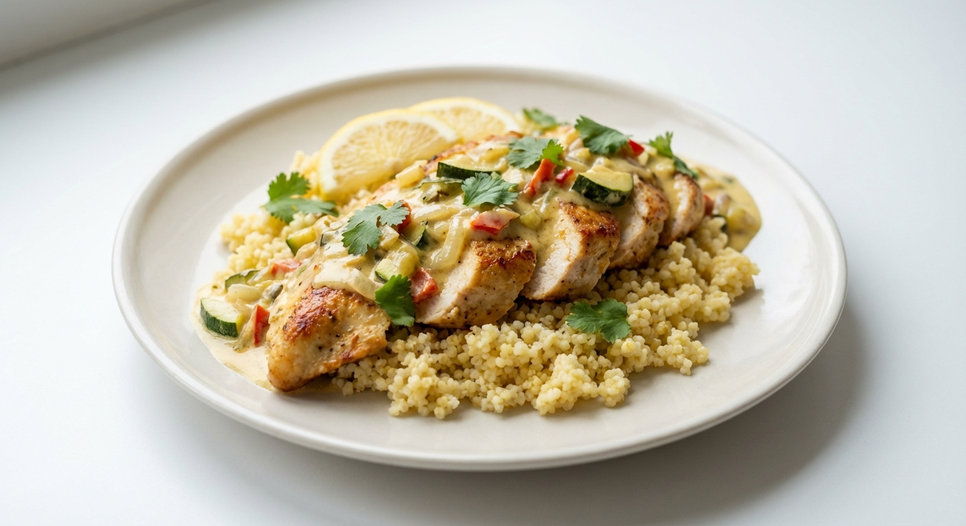Kurczak w cytrynowym sosie z kaszą jaglaną