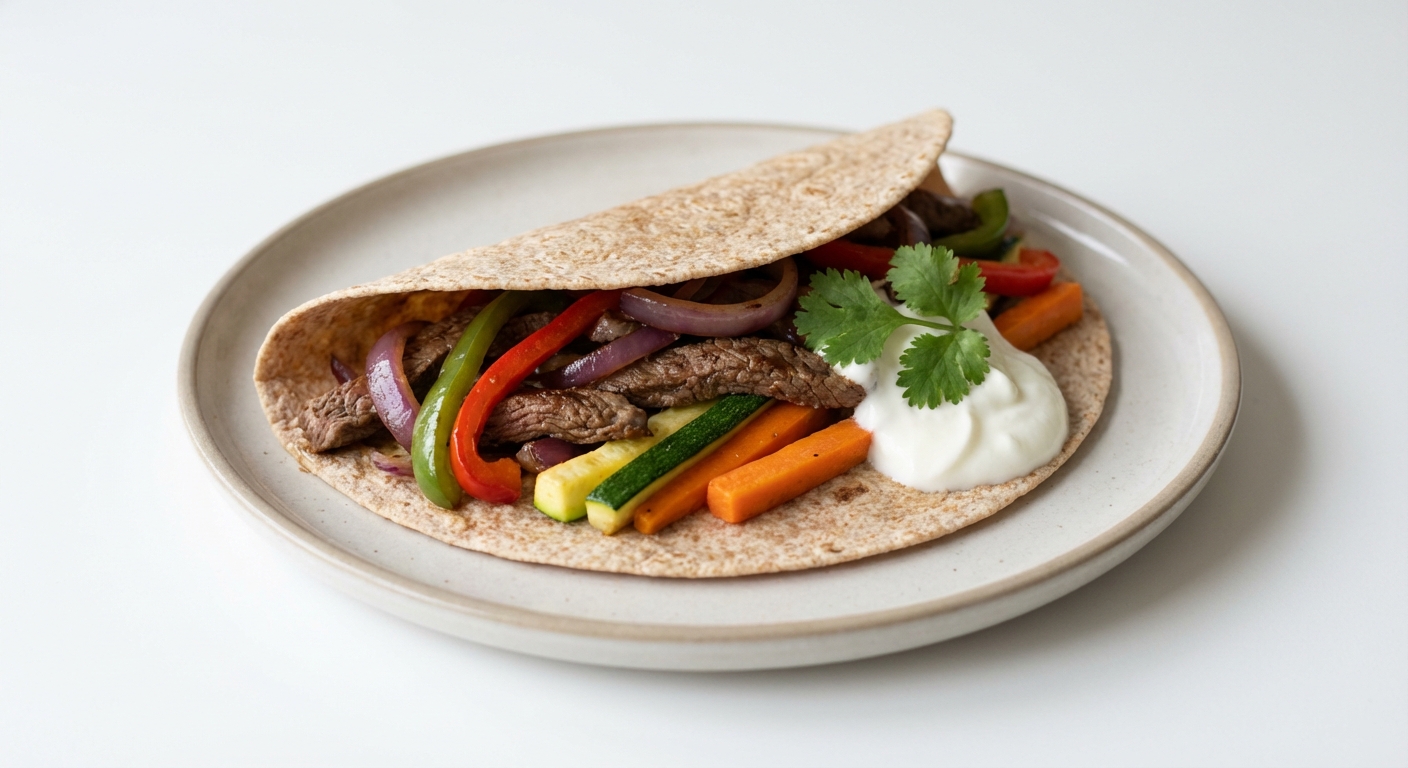 Tortilla z Wołowiną i Warzywami