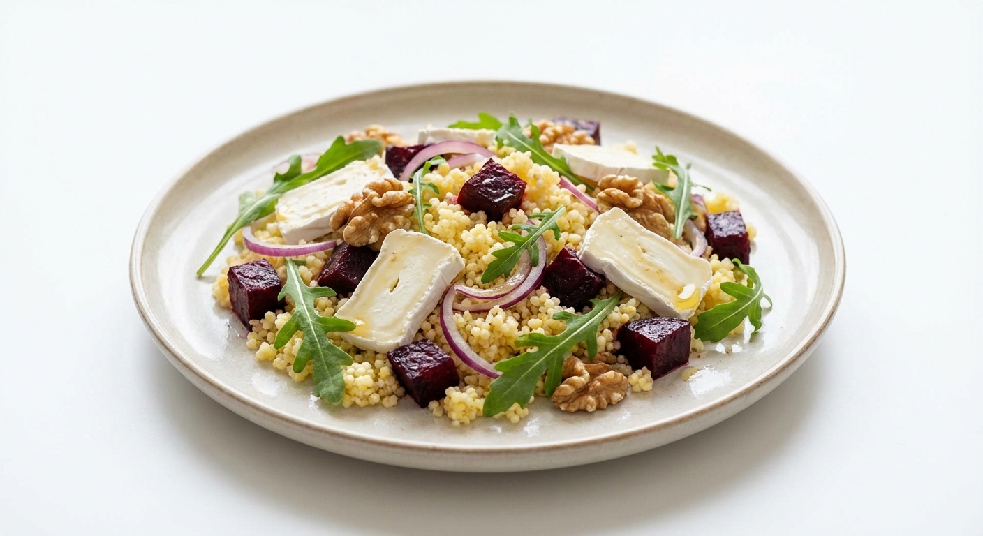 Sałatka z kaszy jaglanej, buraków i sera